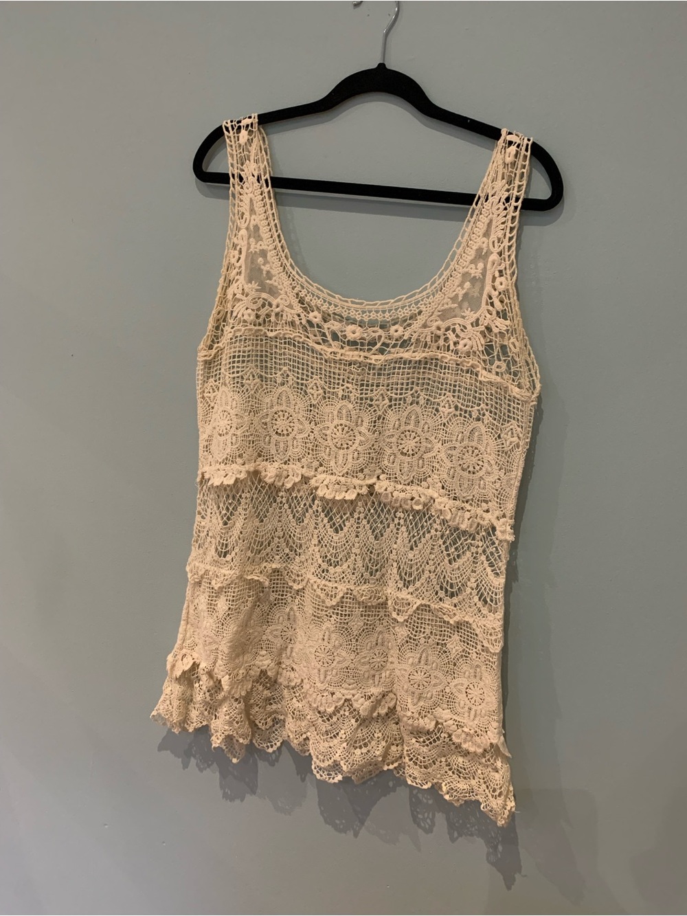 Solitaire Cream Crochet Lace Tank Top